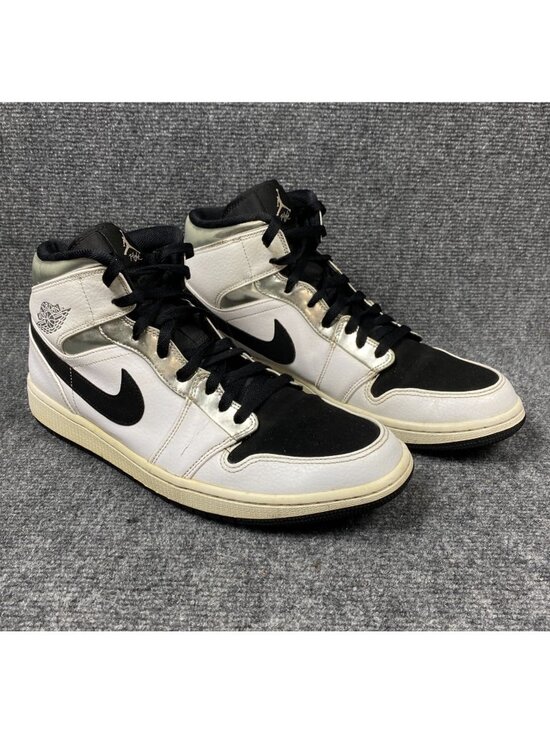 Jordan Other - Jordan 1 Mid Sneakers Mens 12 Alternate Think 16 White Black Silver 554724-121